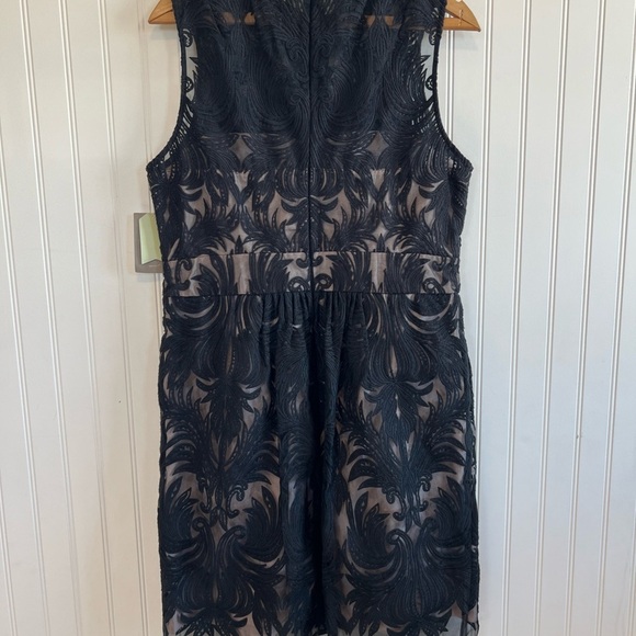 Yoana Baraschi dress black size 12 women, lace, silk mock neck sleeveless - Picture 2 of 7